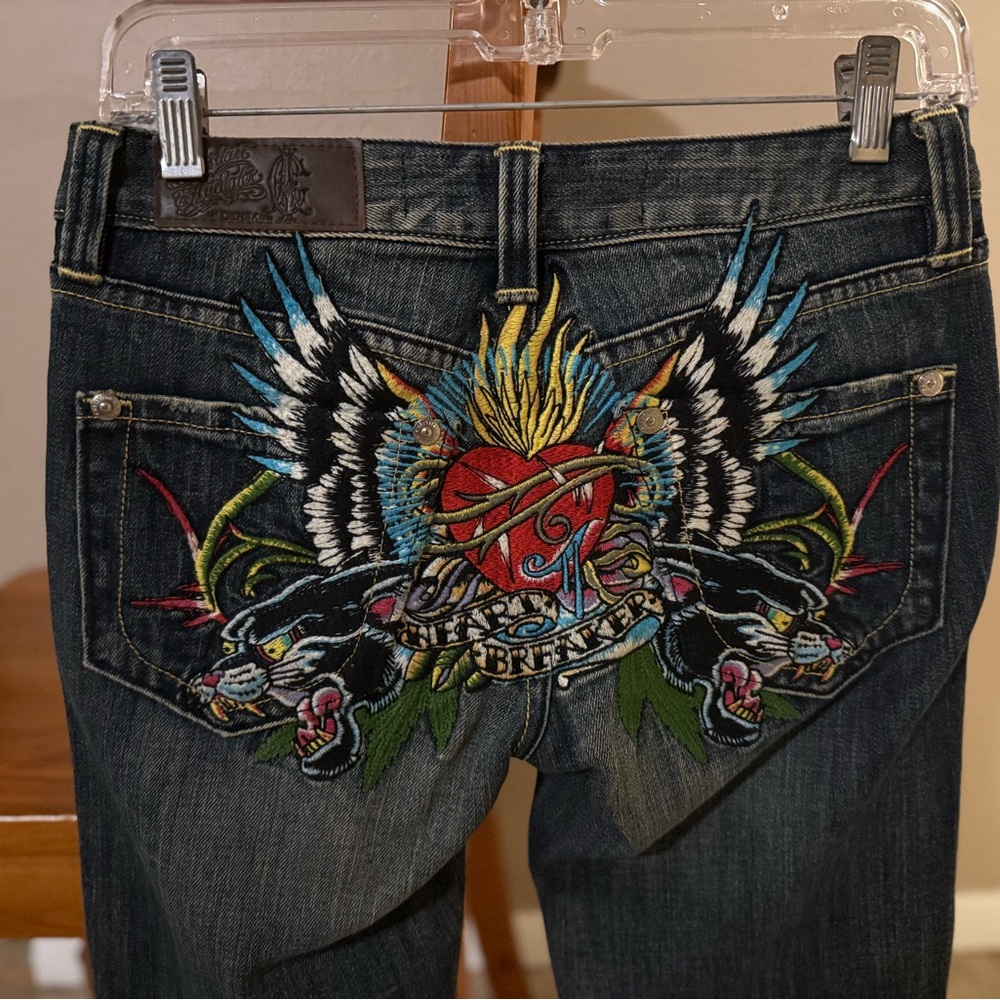 Vintage Ed Hardy Jeans Y2K Low Rise – Tattoo Graphic Denim - Size 30